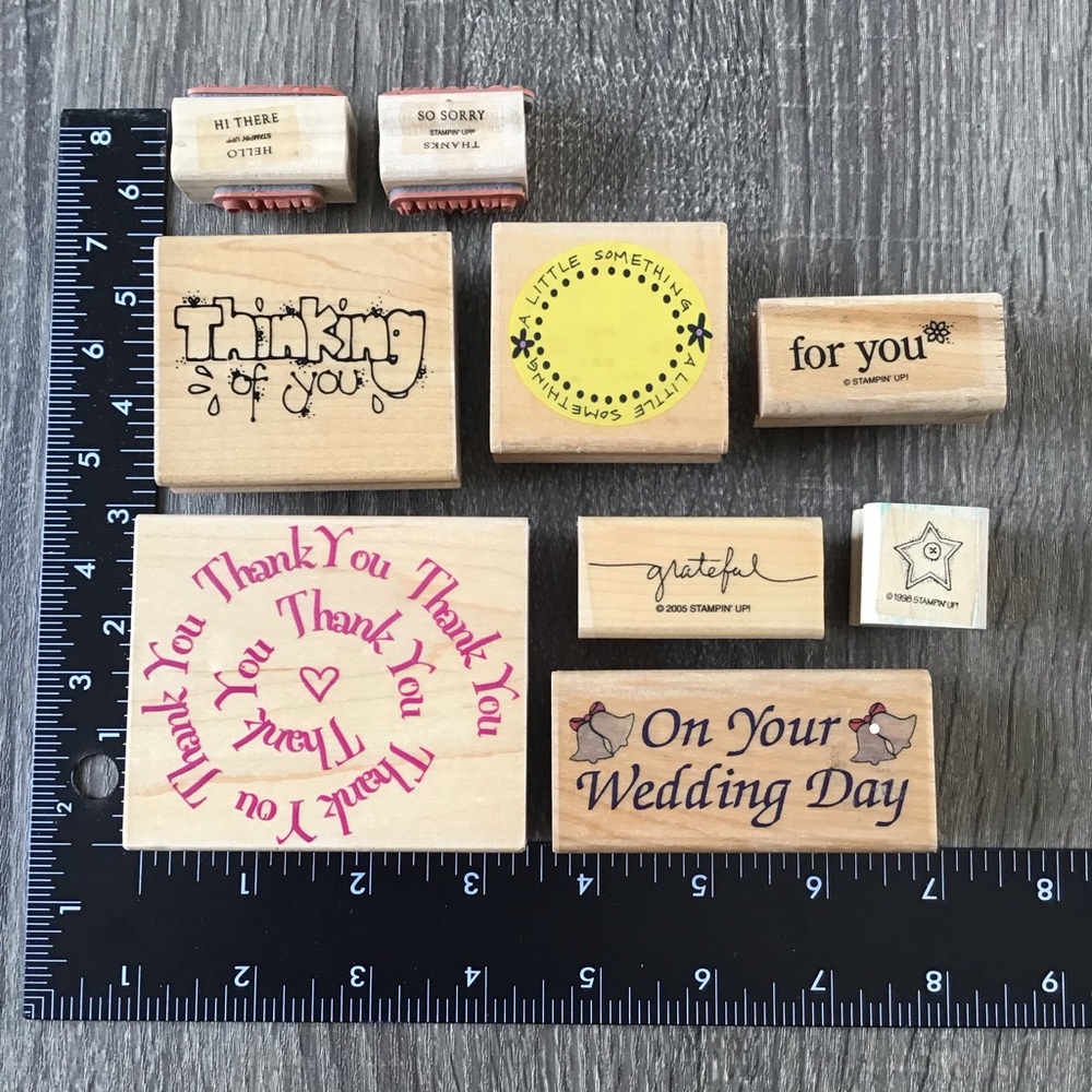 Wood Mounted Rubber Stamps Bundle of 9 Thank You Thinking of You